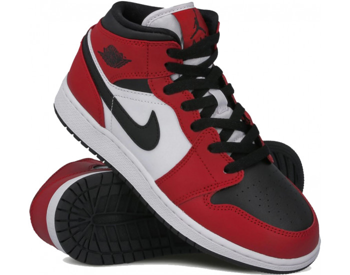 Nike Air Jordan 1 Mid Chicago Black Red с Мехом