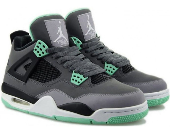 Nike Air Jordan 4 Retro серые с салатовым