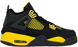 Nike Air Jordan 4 Retro Thunder черные с желтым