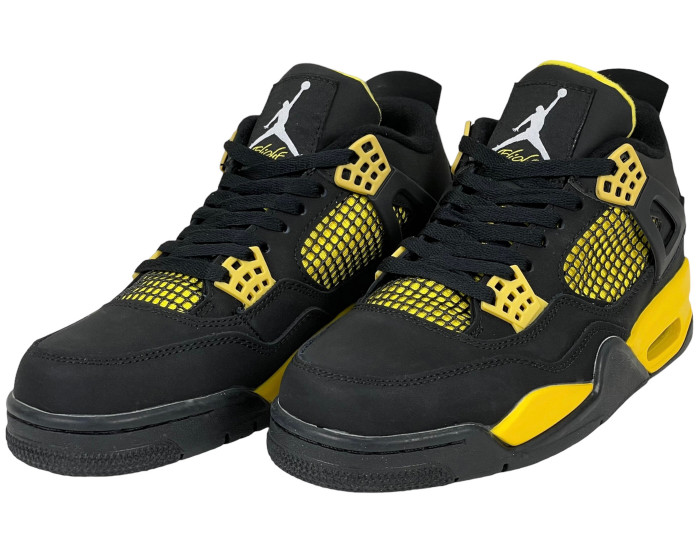 Nike Air Jordan 4 Retro Thunder черные с желтым