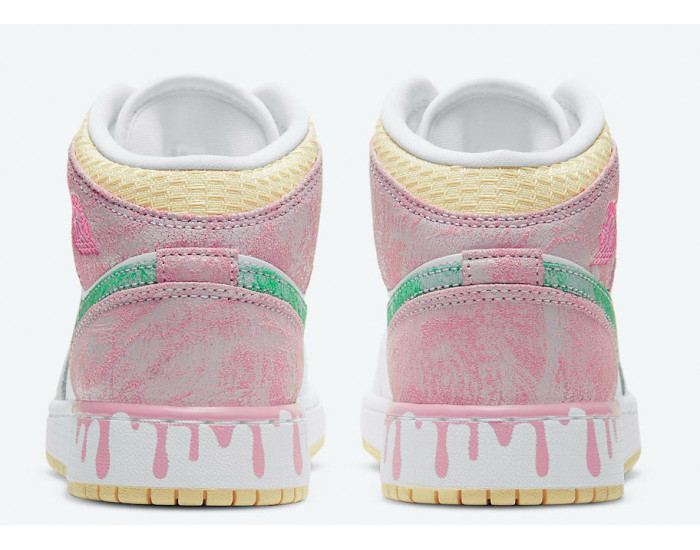 Nike Air Jordan 1 Mid GS Paint Drip белые с розовым